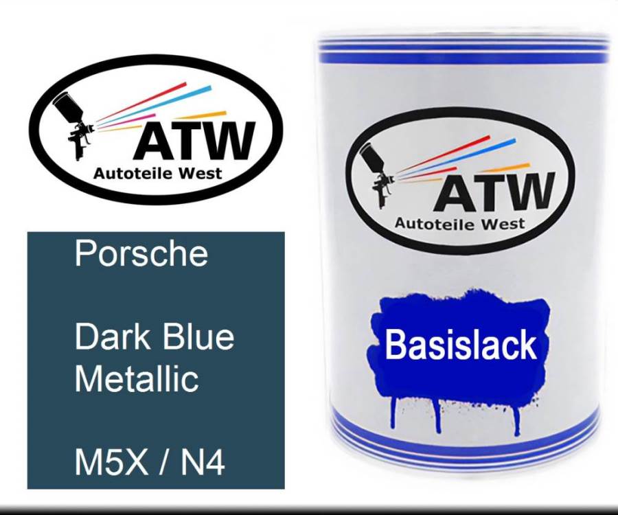 Porsche, Dark Blue Metallic, M5X / N4: 500ml Lackdose, von ATW Autoteile West.